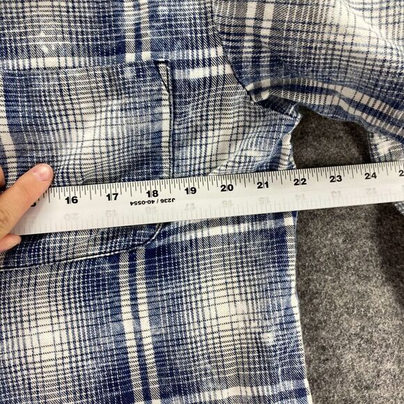 Vanilla Star Shirt Women XL Blue Plaid Button Up Collared Long Sleeve Pockets - Picture 8 of 10